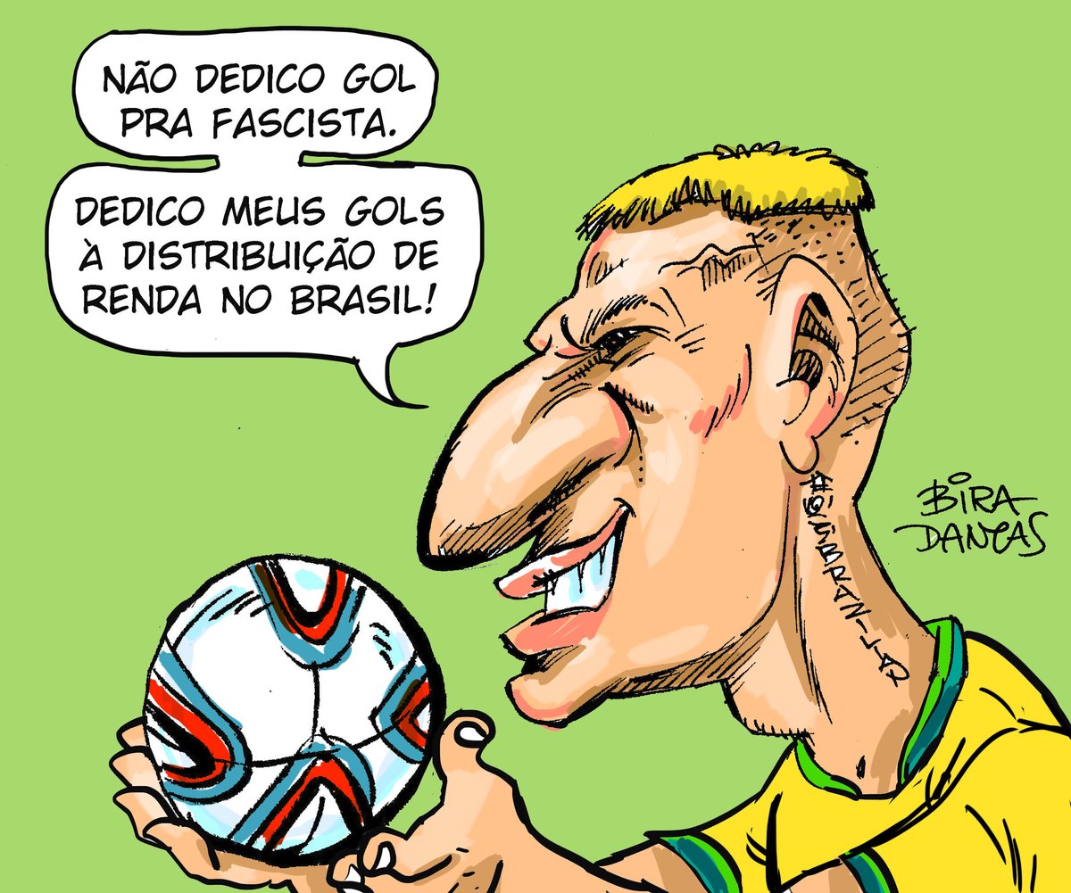 biradantas's tweet photo. #Richarlison_sGoalAgainstSerbia 
#Richarlison não apoia #fascista
Todo apoio ao PRESIDENTE ELEITO @LulaOficial.
#EuAutorizoLula
#DistribuiçãoDeRenda
#ReconstruirOBrasil
#Charge
#Chargeada
#CartunistasPelaDemocracia
#FascistasNaCadeia
#BolsonaroNaCadeia https://t.co/fivhgxDyvs