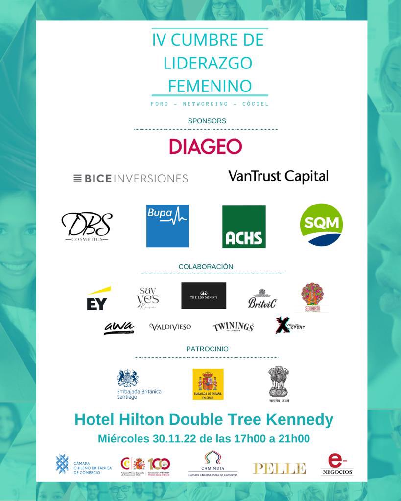 Los invitamos a la IV cumbre de liderazgo femenino en donde estaremos analizando diversos temas de actualidad y alta dirección! No se la pierdan!  

Pueden obtener sus entradas en ecopass.cl