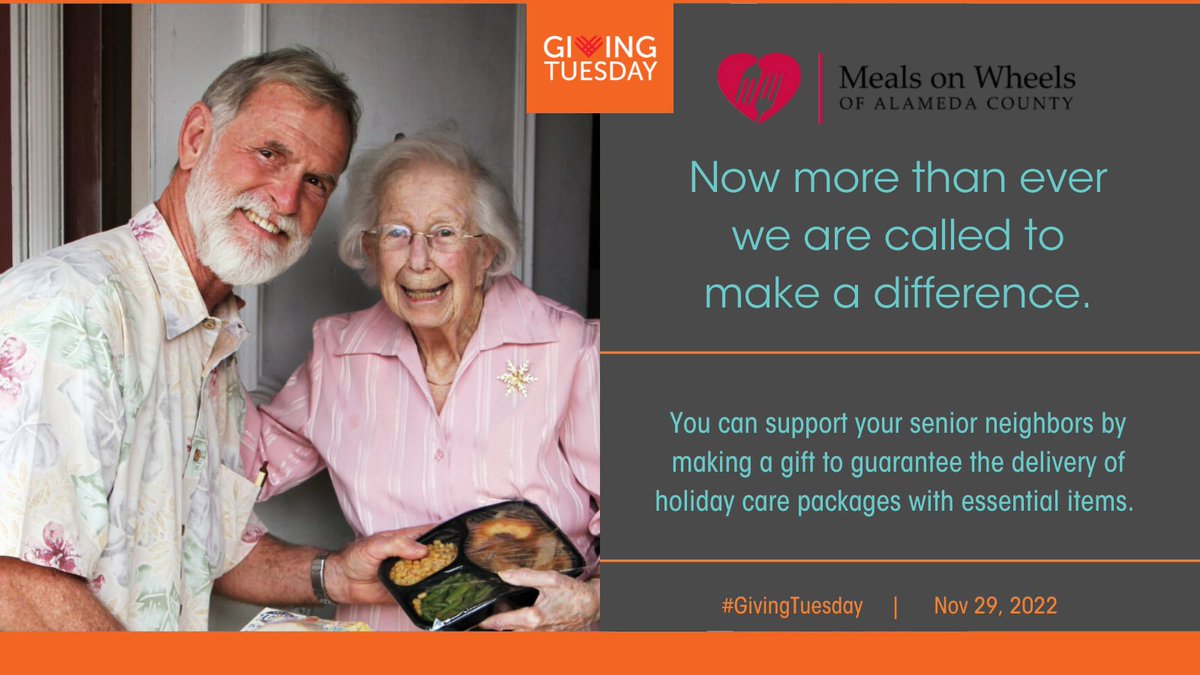 Giving Tuesday has arrived and we're hoping that we can count your support! With support, we'll deliver 2,700 care packages to each senior enrolled in Meals on Wheels. You can make a gift and learn more here: givebutter.com/MOWAC_GivingTu… 

#GivingTuesday #seniors #community #nutrition