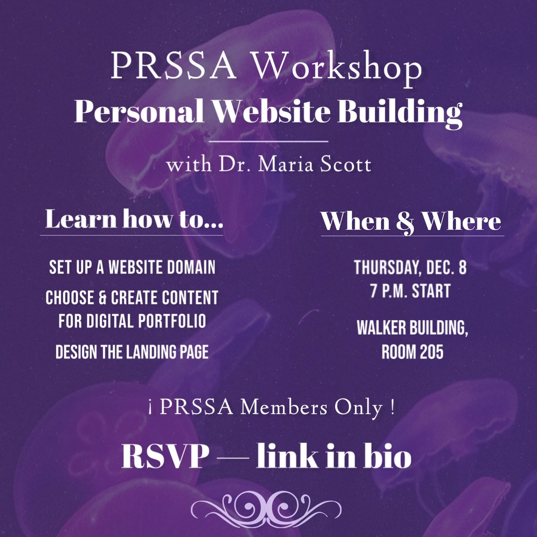 Having a digital #portfolio is a must for all #PR and #Communications professionals. 

Join the E-Board for a #workshop led by Dr. Maria Scott and learn how to build your personal website!