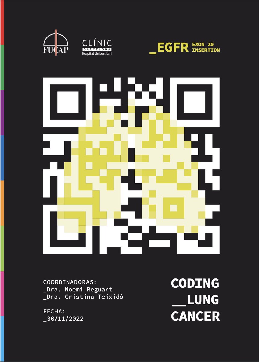 teixido_c's tweet image. 🔔Mañana🗓 30 de noviembre de 16h-18h15’ #CodingLungCancer: inserciones en #EGFR exón 20 
@hospitalclinic @JanssenESP #lungcancer 
Inscripciones gratuitas en: aventik.es/egfr Formato: presencial y virtual. 
&amp;lt;The 19th Hole&amp;gt; Plaça Urquinaona, 6, planta 19. Os esperamos.