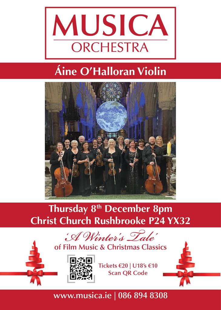 #ItsBeginningToLookALotLikeChristmas concert taking place in @Christchurch Rushbrooke #Cobh 
A night of film music and Christmas classics!! 🎻🎻<a href="/musica/">Musica</a>
Tickets available at musica.ie