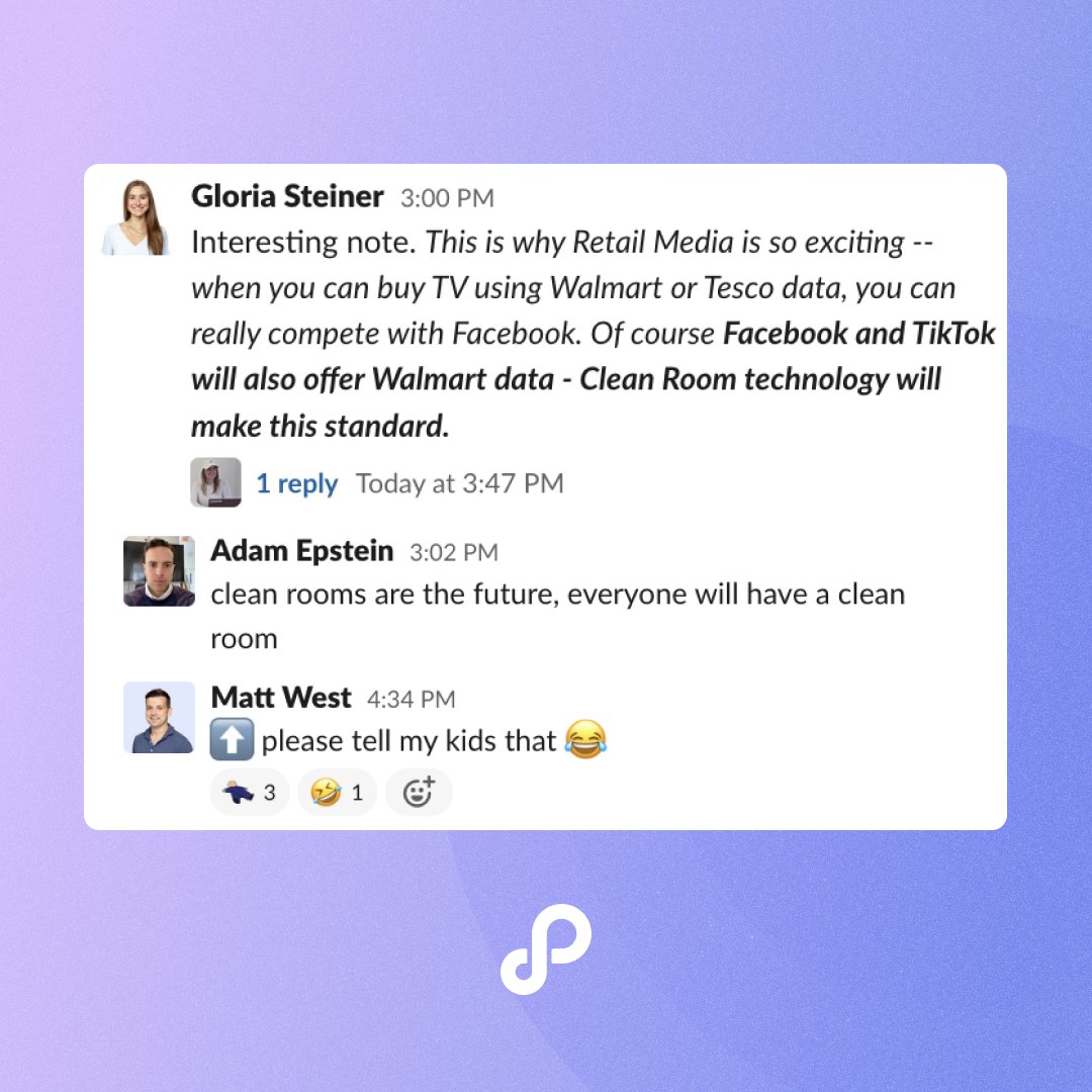Are clean rooms the future of #RetailMedia? 
According to Matt’s kids, probably not. 😂

However hot takes from <a href="/SimonBigPicture/">Simon Andrews</a>'s newsletter sparked a discussion this week about the impact of data clean rooms like #AmazonMarketingCloud.

📰 bit.ly/3VuET9q

Thoughts? ⤵️