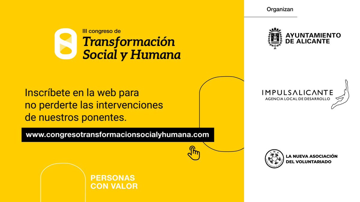 iMarioJR's tweet photo. 📣 Continúan abiertas las inscripciones al III #Congreso de Transformación Social y Humana que se celebrará en #Alicante el próximo viernes, 2 de diciembre 📣

Súmate aquí: https://t.co/MhkqH9pqRK

❤️❤️ https://t.co/Ihm1W9EUBb