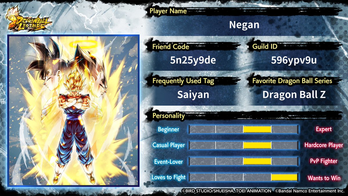 LhNegan's tweet photo. Looking for friends!
Let's play Legends together!
 
Create your own profile card here!
https://t.co/gouaglzwyY
 
#MyLegendsID
#DBLegends
#DragonBall https://t.co/sJB5Vdvj17