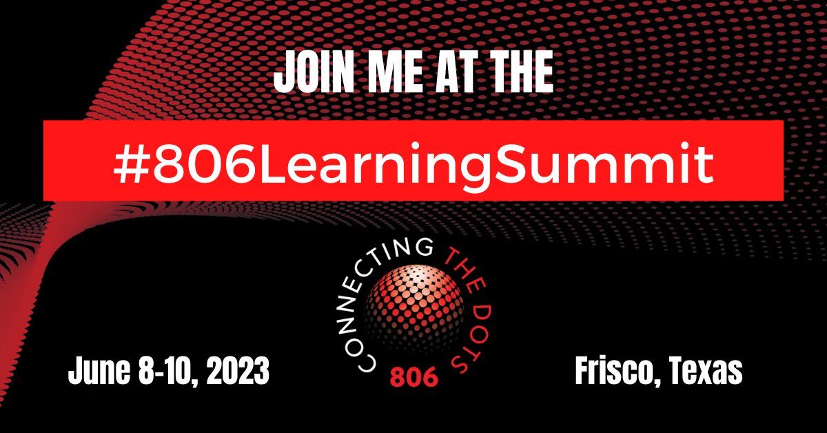 Don't miss this onsite historical event at the Home of the Dallas Cowboys #806LearningSummit full of lively K-12 peer discussions, expert presentations, and thoughtful resolutions to take home for immediate transformation! 'Connecting the Dots'!  #HamishBrewer #806LearningSummit