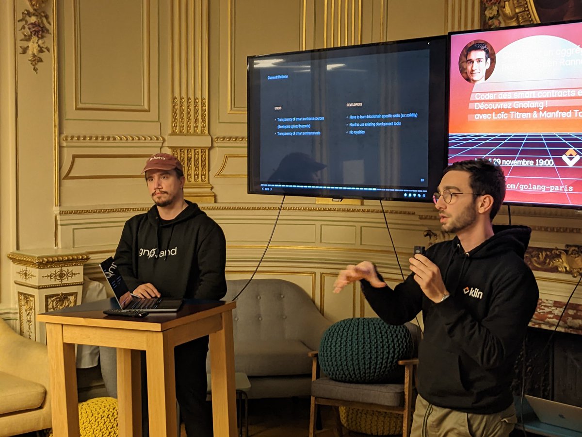 Meetup #golang Paris tonight :) with <a href="/pwnh4/">pwnh4</a> and Manfred Touron. We discover github.com/gnolang/gno !