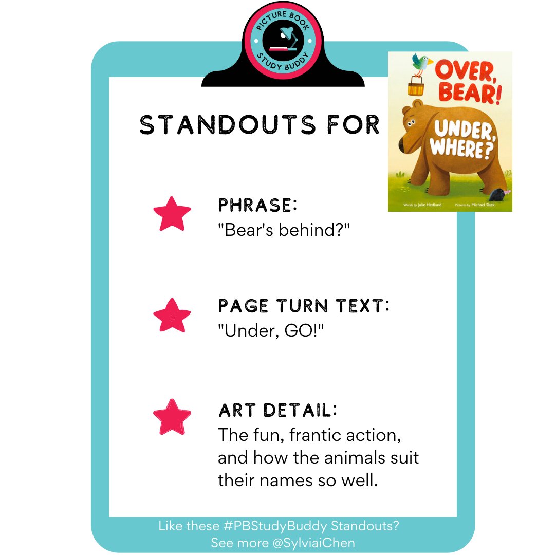 (3/5) #PBStudyBuddy Standouts: OVER, BEAR! UNDER, WHERE? (<a href="/JulieFHedlund/">Julie Hedlund SONG AFTER SONG is out now!</a>, #MichaelSlack, <a href="/Philomelbooks/">Philomel</a>, <a href="/penguinkids/">Penguin Kids</a>). ❤️/share/comment for what *you* love about #OVERBEARUNDERWHERE!