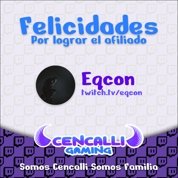 CencalliGaming's tweet photo. enemos el honor de presentarles al nuevo afiliado de la familia Cencalli, este solo es un primer paso @eqcnn esperamos que logres muchos mas. #twitchaffiliate #SomosCencalliSomosFamilia https://t.co/TWfhidOCK6