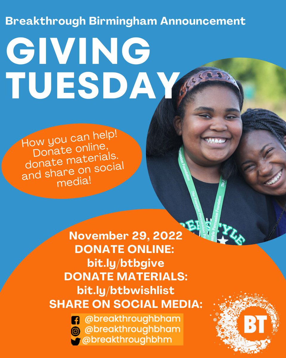 teamairship's tweet photo. 📣 This #GivingTuesday, Airship would like to spotlight a great local organization, @BreakthroughBHM, which strives to reverse educational inequity by providing free, year-round, high-quality, multi-year programs for middle and HS students. Learn more at https://t.co/nyFZQkMVXW. https://t.co/Eq7N0BBkxC