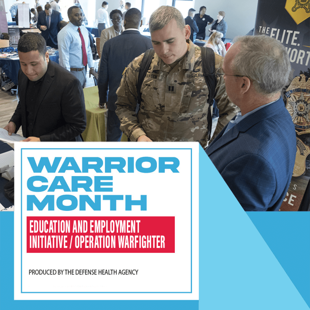 🎉It's officially #WarriorCareMonth 🎉

E2I/OWF are #WarriorCare programs that provide guidance, resources, and exposure to career opportunities for our #woundedwarriors and their spouses/caregivers. Learn more… 

#E2I: bit.ly/3NKe0eN
#OWF: bit.ly/3hcUWJQ