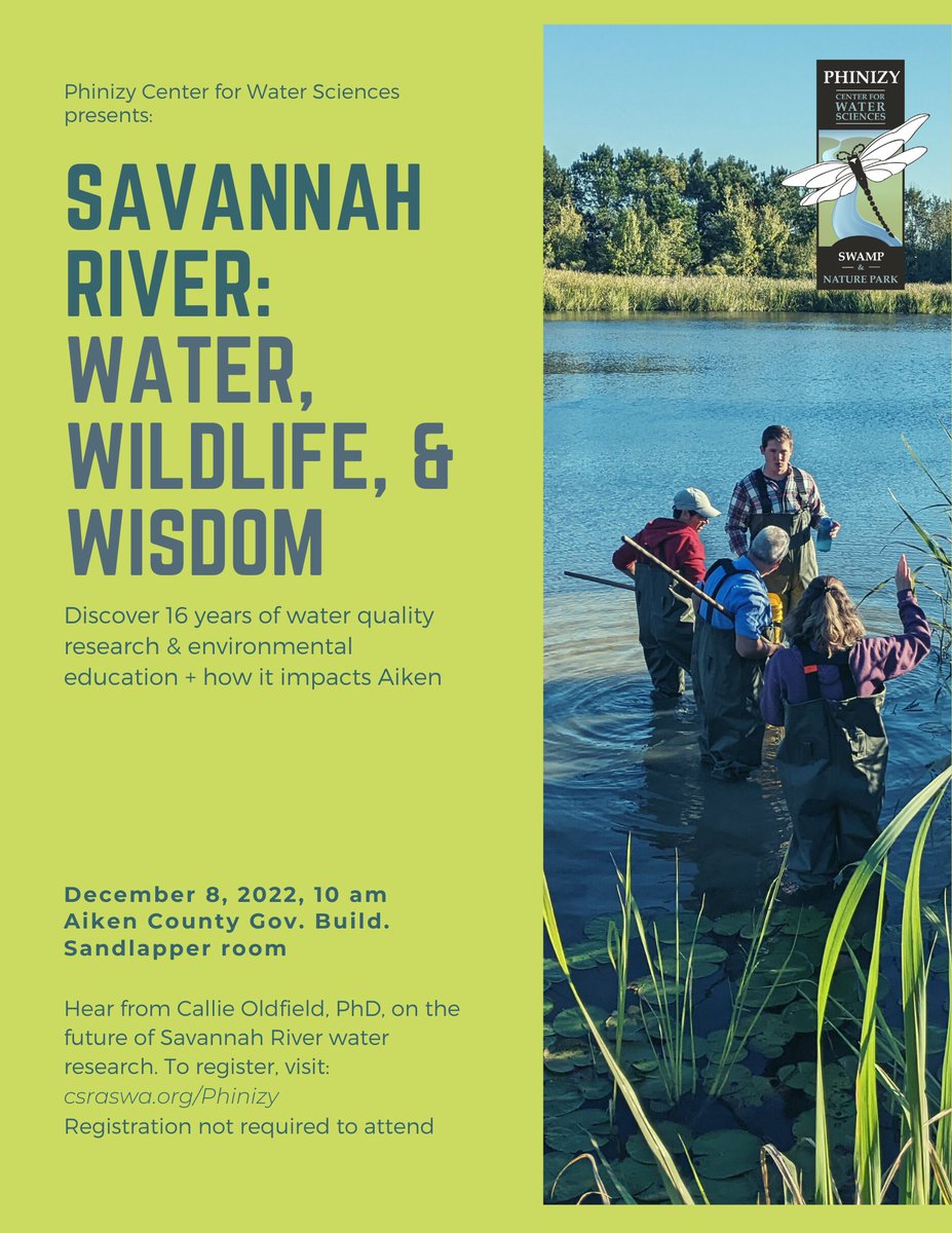 Upcoming! We will present on 16 years of water quality data on December 8, 2022 at 10 am in the Aiken County Government Building - Sandlapper room. All are welcome to join!
