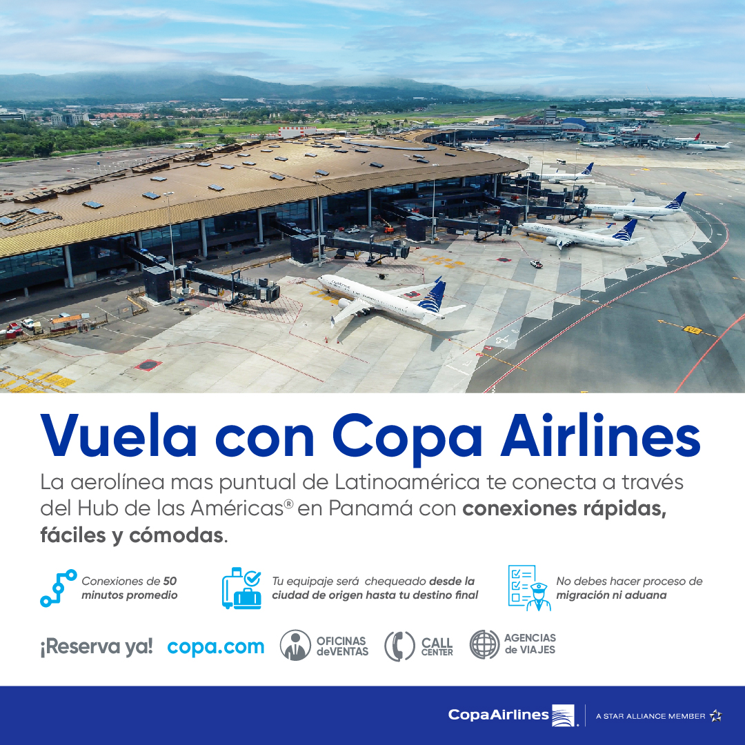 ElNacionalWeb's tweet photo. #ENPubli | @CopaAirlines ofrece 3 vuelos diarios desde Caracas al Hub de las Américas en la Ciudad de Panamá, conectando así la capital venezolana con más de 70 destinos de Las Américas y El Caribe
¡Reserva, ingresando en https://t.co/OKhQI8uwMf!
#DestinoCopa #ReconectaconCopa https://t.co/E2XzrT35H4