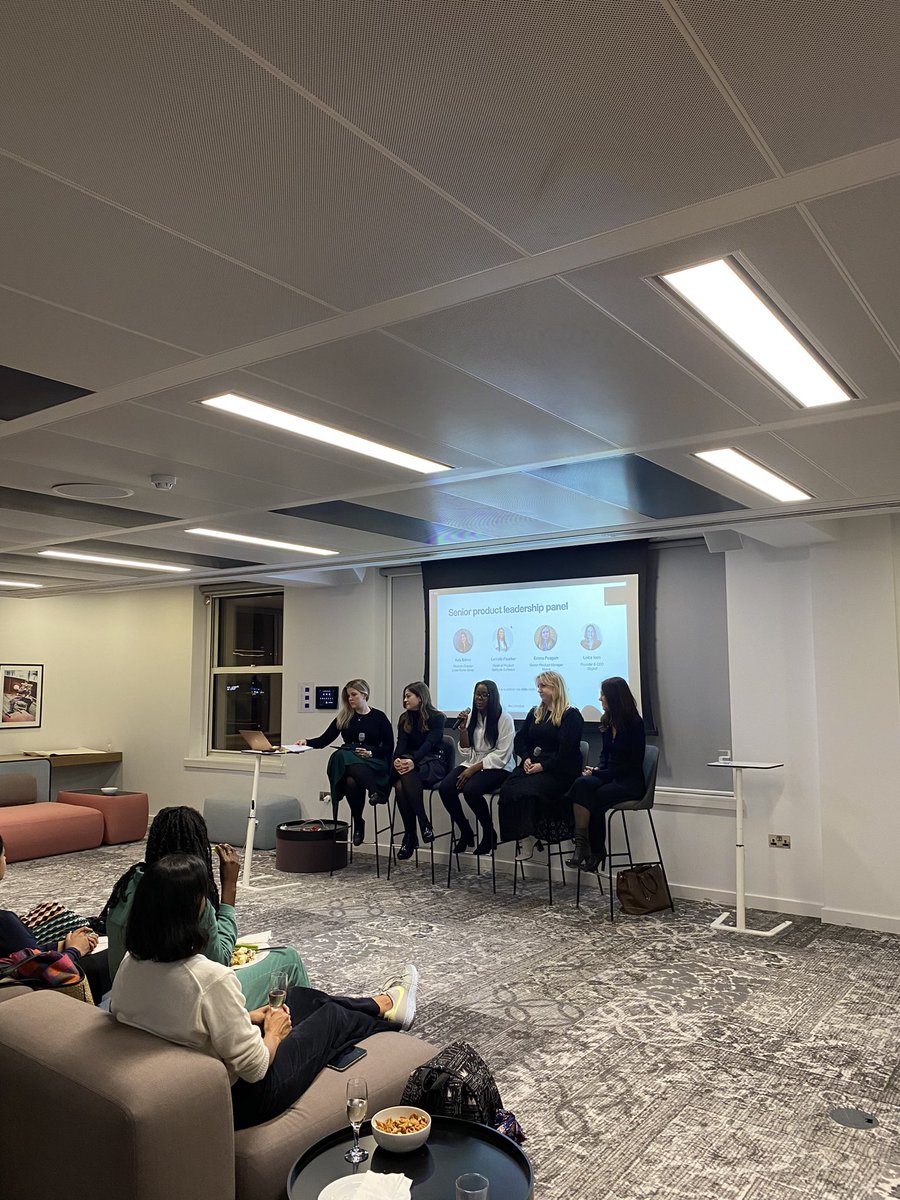 womeninprodldn's tweet photo. Our panellists for tonight: 

Ayla Erimer, Product Director, Love Home Swap
Lucinda Faucher, Head of Product, Aptitude Software &amp; host of TheProdBox podcast
Emma Peagam, Senior PM, Vogue
Leica Ison, Founder &amp; CEO of Skyjed

Alana O'Kirwan, Senior PM at The Economist as moderator https://t.co/PxAETajz9d