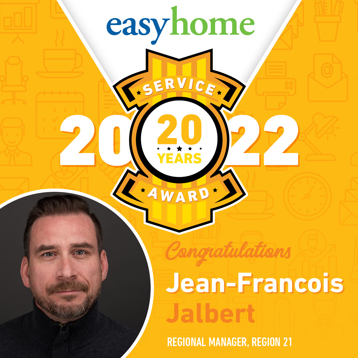 Seeing our employees reach monumental milestones makes us so proud! #Congratulations to Jean-Francois Jalbert on his 20-year anniversary on our team! #Thankyou for your steadfast commitment &amp; hard work helping to improve the lives of many Canadians over the years. #wearegoeasy