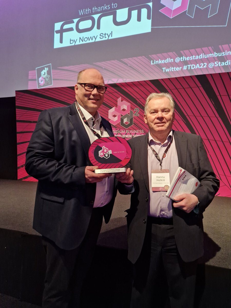 SatuEskelinen1's tweet photo. Onneksi olkoon Nokia Arena, The Stadium Business Design&amp;Development AWARDS 2022 
Project of the year!! 💥
Ja kovassa seurassa 💪
#nokiaarena #TDA22 @stadiumbusiness #Tampere @MarkoHurme https://t.co/YTsuA0f9AG