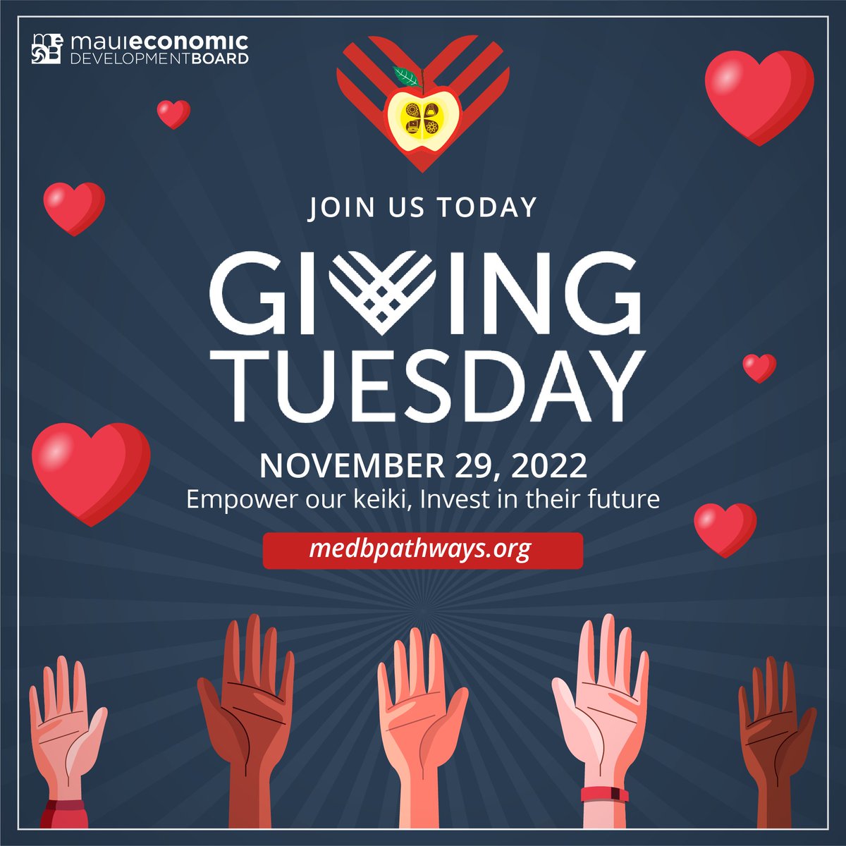 MEDBinc's tweet photo. Today is #GivingTuesday, a global generosity movement that unleashes the power of radical generosity around the world. There are many ways to participate on this day and we ask you to consider supporting the youth of Maui County through the Ke Alahele Fund https://t.co/06rFD9kYPj https://t.co/PYZRigzzkV