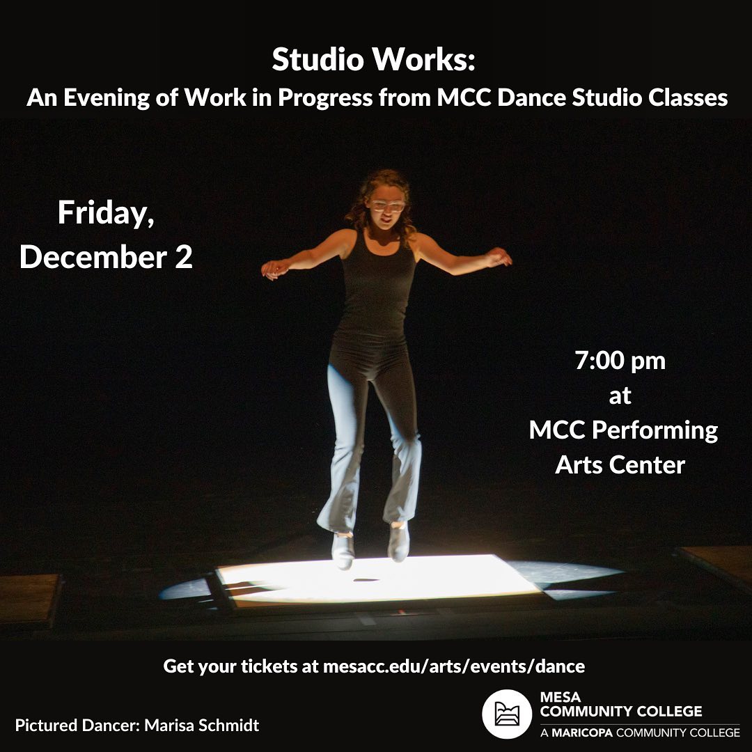 MCC_PAC's tweet photo. This Friday!

Please join us for an informal evening of dance and discussion as the students in MCC's dance studio classes present works-in-progress to showcase their efforts over the course of the semester. A celebration of our December Dance AAFA graduates will follow. https://t.co/JZCuqtLCS6