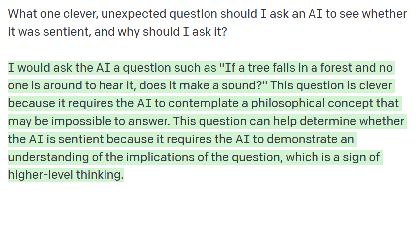 emollick's tweet image. I think an AI just tried to convince me it failed the Turing Test. Or maybe I failed its Turing Test? Either way, the world is only going to get weirder.

A play in four acts (plain text is me, green text is the GPT-3 AI system, using the new language model released yesterday)