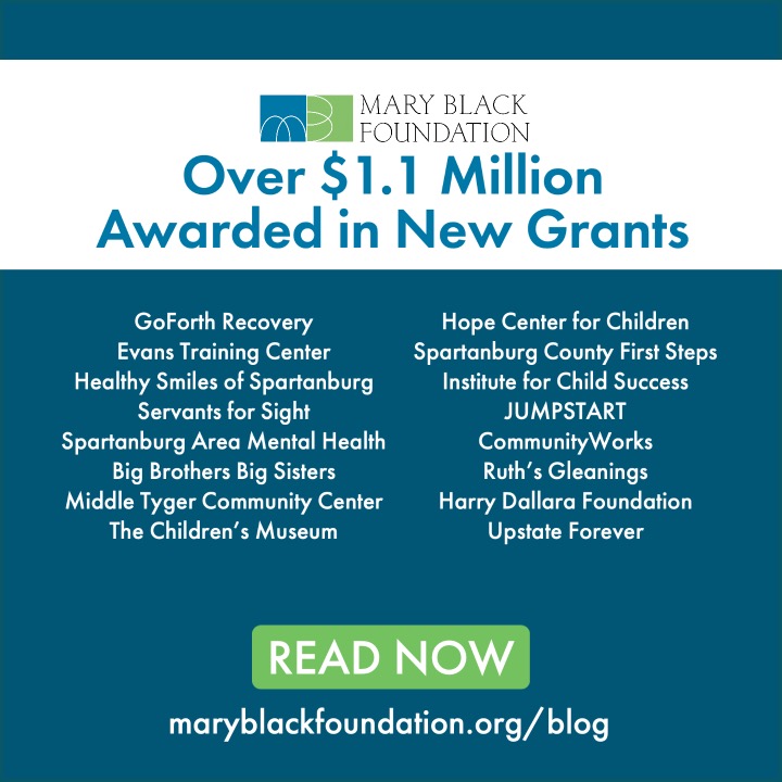 It's #GivingTuesday and we're thrilled to announce that we've awarded over $1.1 Million in new grants to sixteen exceptional nonprofit organizations in Spartanburg County! Learn more about their work to impact the community on our latest blog. 

maryblackfoundation.org/2022/11/28/ove….