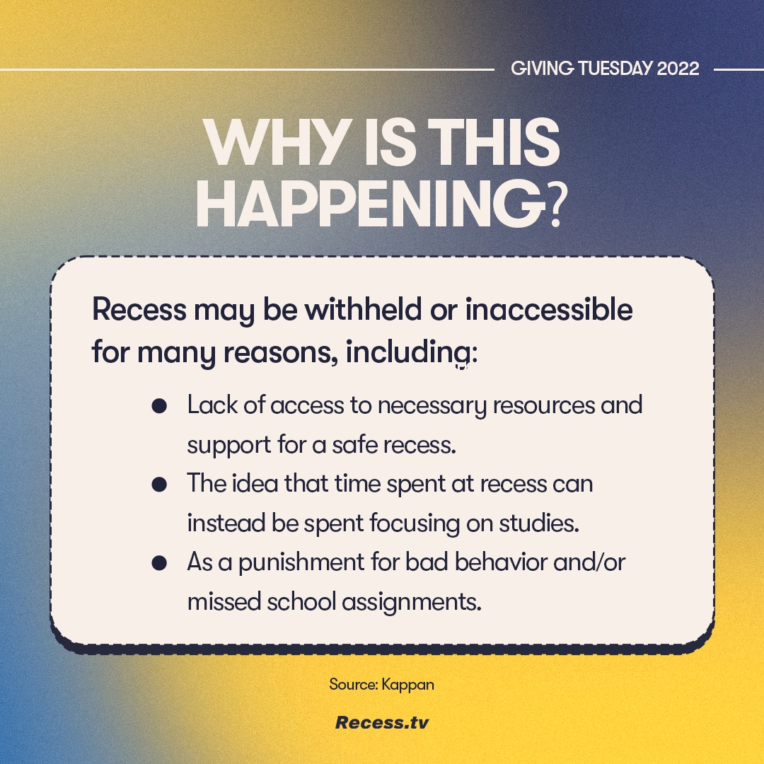 we_recess's tweet photo. At https://t.co/hrtAMFfExT, we pride ourselves on making movement more accessible, beneficial, and FUN for everyone. In honor of #GivingTuesday, we're proud to be supporting @BGCA_Clubs  in their efforts to make sure every child has the opportunity for a little playtime. https://t.co/NAbLHu8uhP