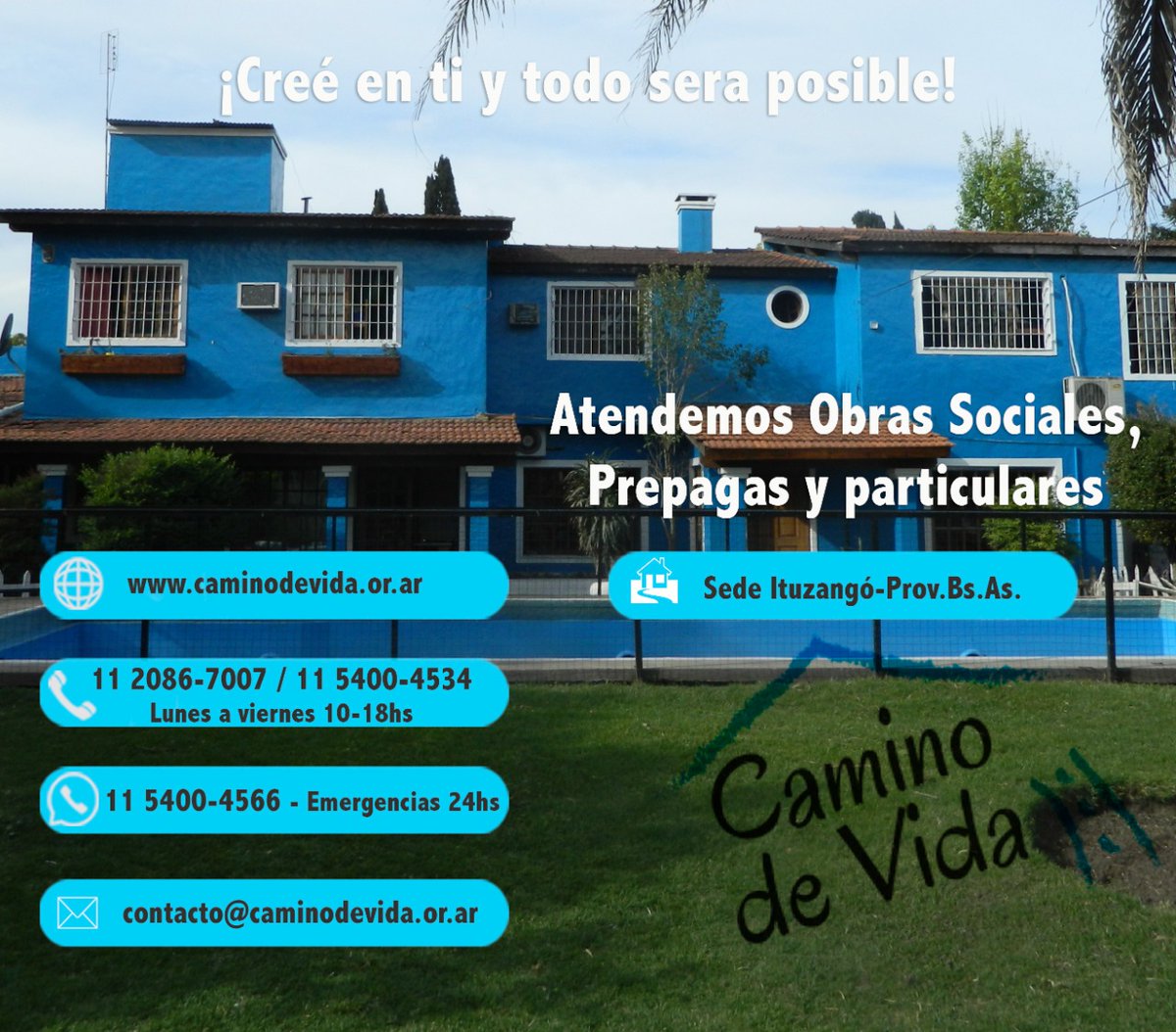 caminodevida_ar's tweet photo. https://t.co/u2WXsjiMQ9
☎ 112086-7007 / 11 5400-4534
----Lunes a viernes 10-18hs-
📞11 5400-4566 - Emergencias 24hs
✉ contacto@caminodevida.org.ar

#adicciones #adiccion #adicción
#rehabilitación #rehabilitacion
#drogas #droga
#alcohol
#salud https://t.co/ewSTPyWJiq