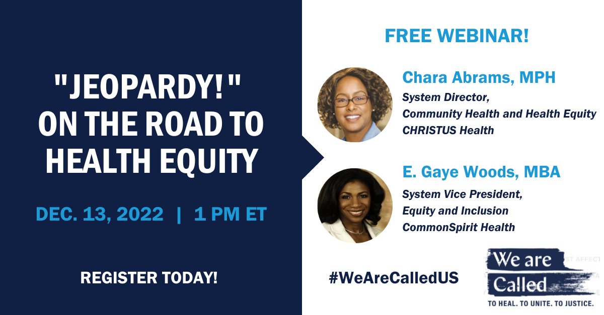 As part of our #WeAreCalledUS #HealthEquity initiative, we're excited to offer this free #webinar modeled after the game show "Jeopardy!" to explore lessons learned in recent cases at <a href="/CHRISTUSHealth/">CHRISTUS Health</a> and <a href="/commonspirit/">CommonSpirit Health</a>. Register at ow.ly/6C1b50LQqSW.