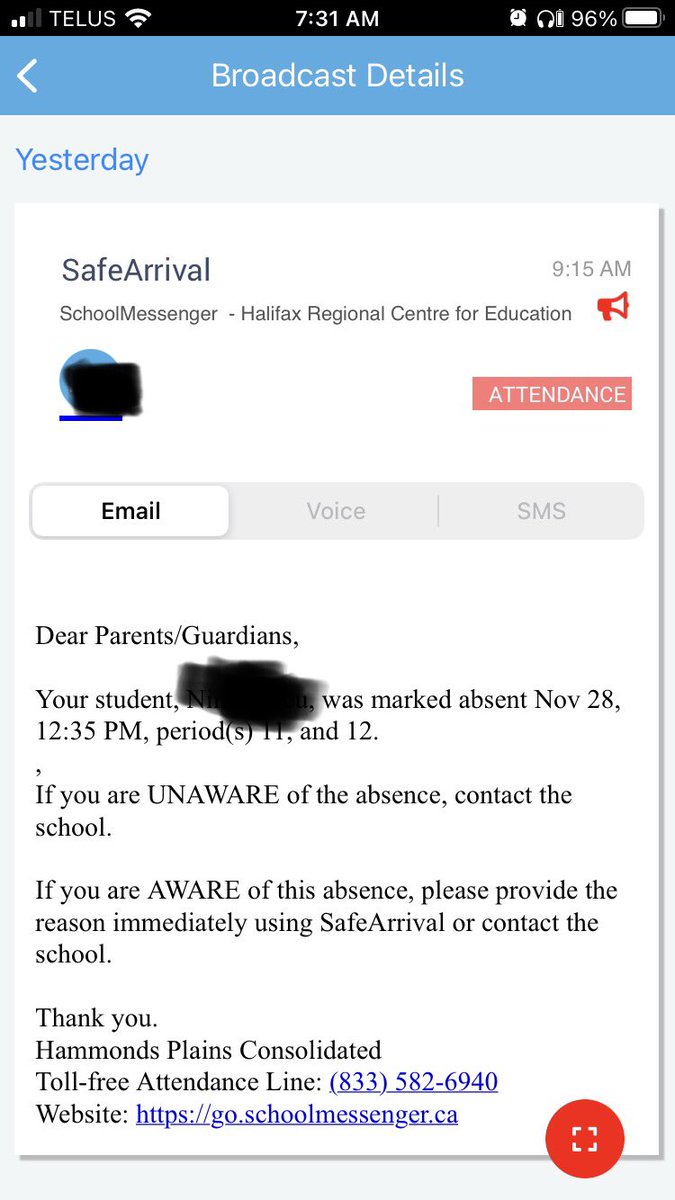 scott_thieu's tweet photo. Alarming to get this notice when you expect them to be at school.  @HRCE_NS has not responded or notified me about the stop not even being picked up.  Still waiting for a response from my  September inquiry … https://t.co/0j3oXU0SZz