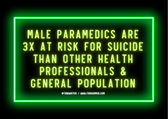 toniwriter's tweet photo. 59% of paramedics are male &amp; are 3x at risk of attempt/complete suicide than other male health professionals &amp; general population. Specifically discussing men's mental health in the ambulance service can save lives #ForOurMen https://t.co/cVWttKPdkc