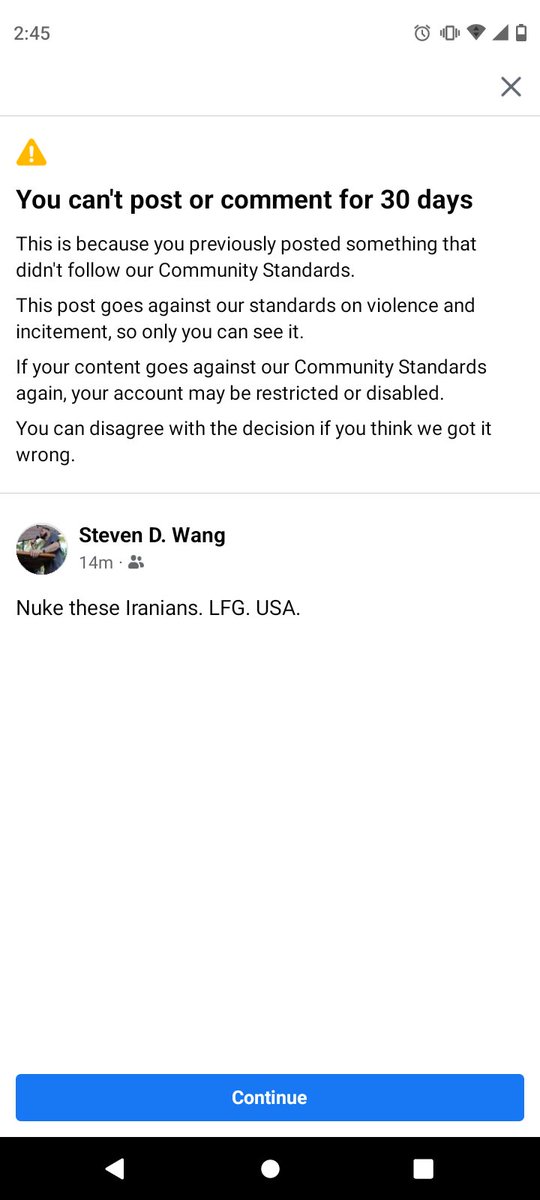 #facebookdisabledme #facebook #USAvIRN #usa <a href="/elonmusk/">Elon Musk</a> 
This is why Facebook is a joke. LFG. USA. Nuke em boys!!!