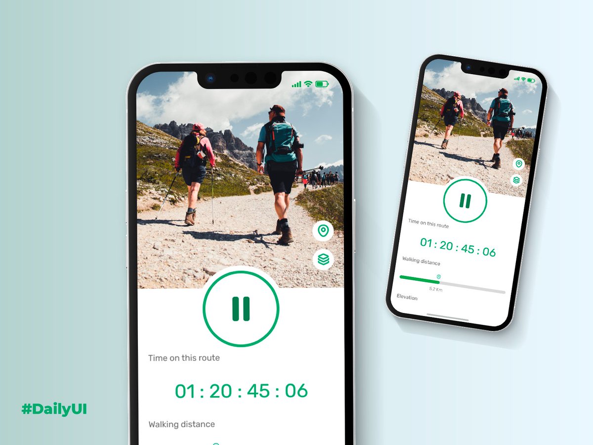 JPgraph1cs's tweet photo. Treking app with timer
#DailyUI #day014 #figma #uxui #uxdesign #iPhone https://t.co/QI8jJsadia