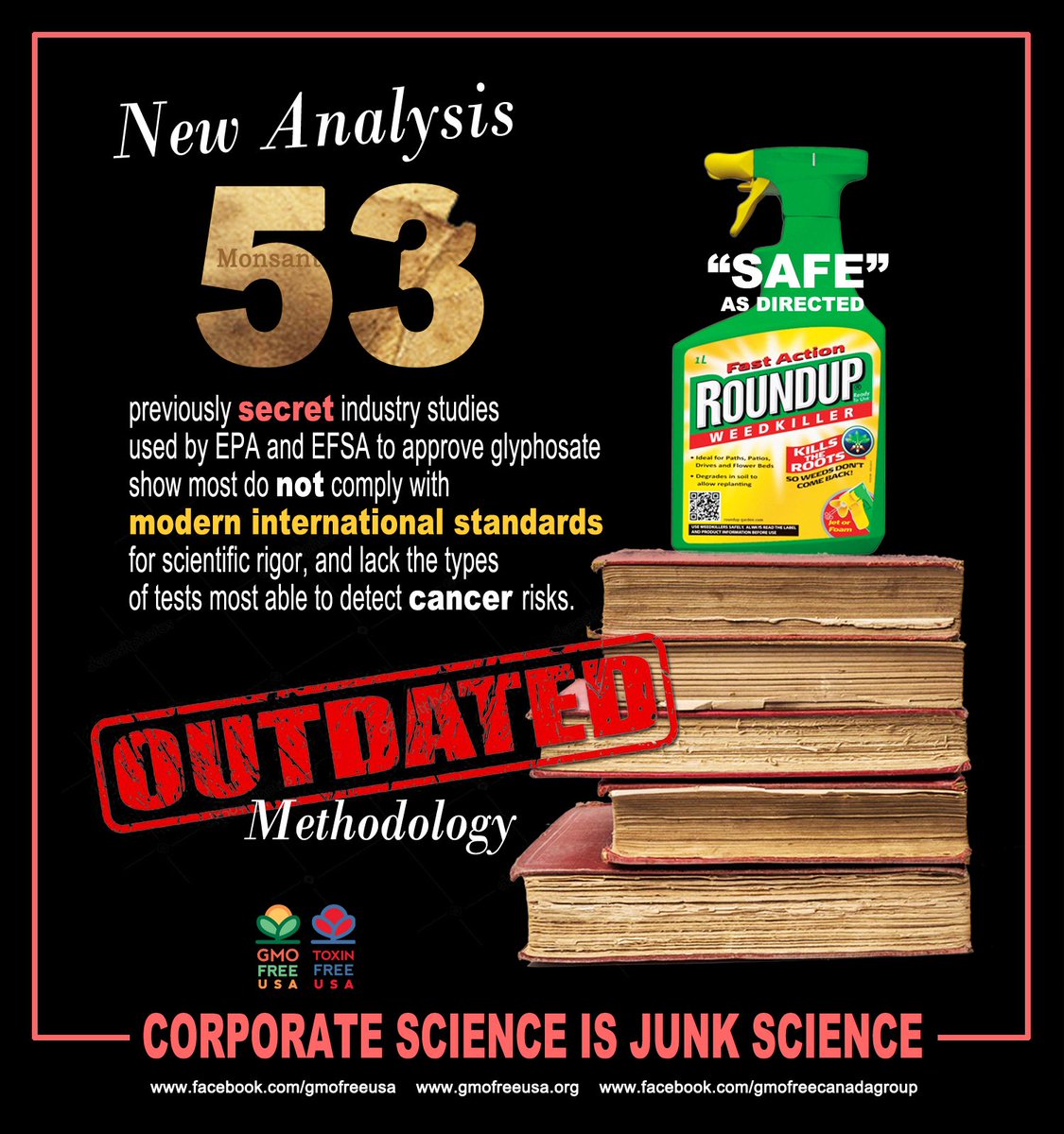 GMOFreeUSA's tweet photo. Out of 53 studies submitted to regulators by the companies, only 2 were acceptable, according to current internationally recognized scientific standards. #glyphosate #RoundUp #flashback2021
Are our regulators at the EPA stupid or corrupt? https://t.co/dhPF8xKGGL https://t.co/Omiu8aR7bF