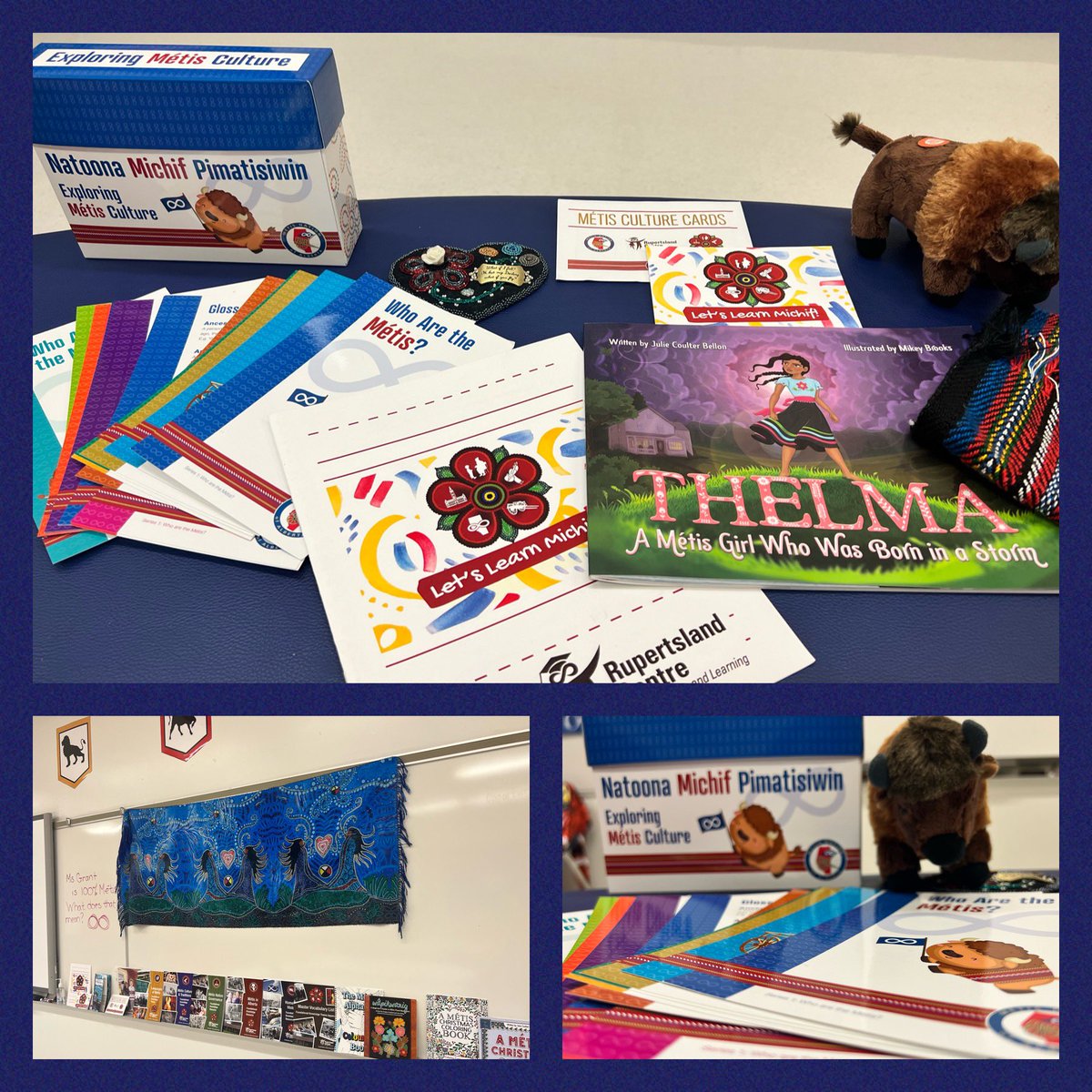 BJGrant's tweet photo. What a gift to be invited to @EcoleFatherJan to wrap up their Métis Month🙌 It’s great to see the good work we created at Rupertsland Institute in action 💙♾💙 #MNA #RCTL #MétisProud @GSACRD Bonus is I know the learning will continue beyond November 🙏 https://t.co/cdyg6fol4G