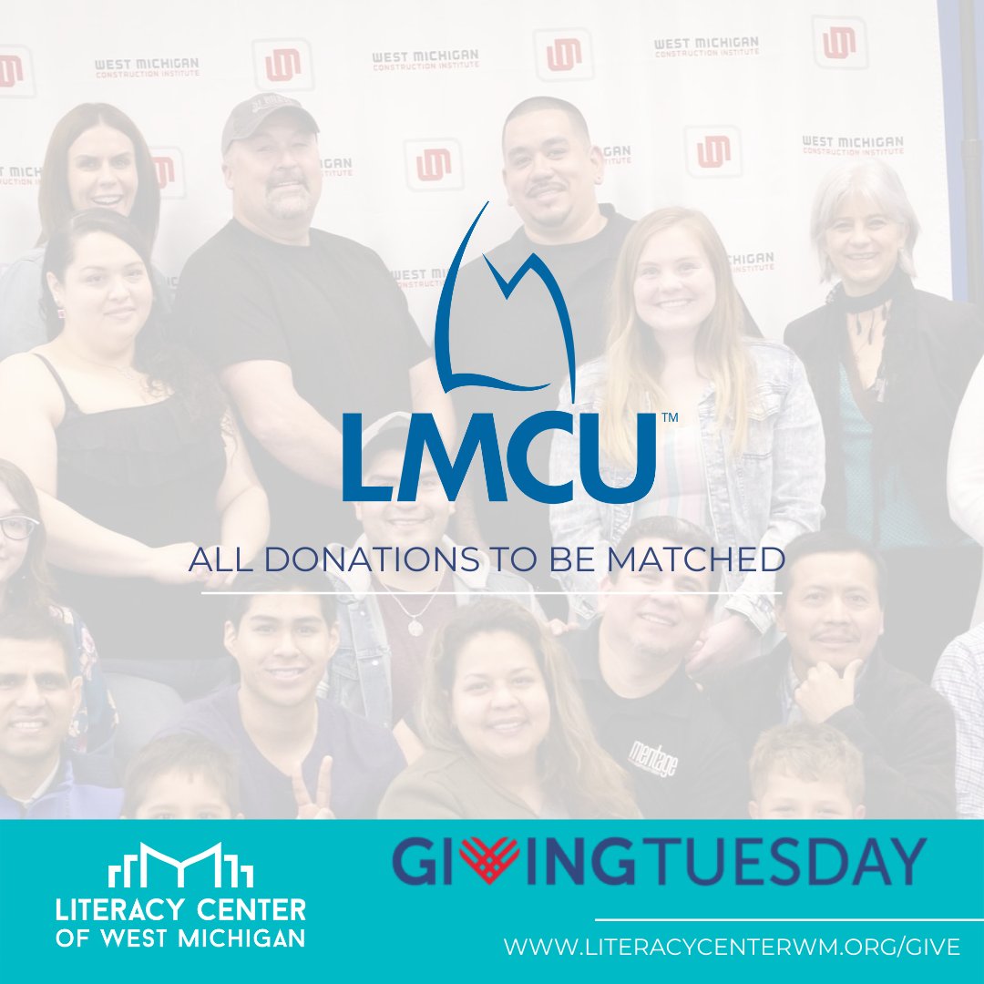 LCWM's tweet image. With every donation received today, our friends from Lake Michigan Credit Union will be matching it. 
Support us here: secure.qgiv.com/for/lcowm
#GivingTuesday #AdultLiteracy
