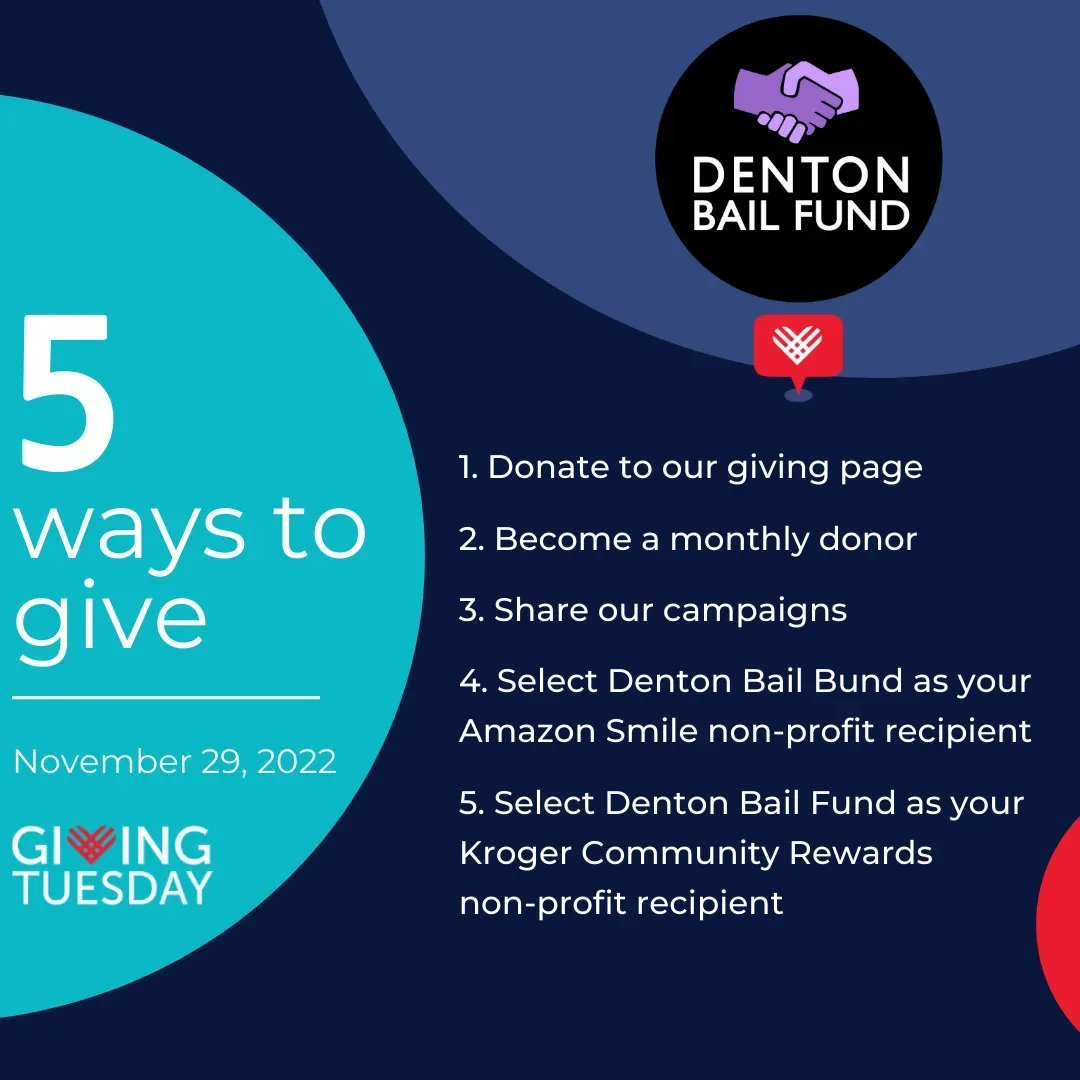 We are an all volunteer collective that assists incarcerated people and their families. Support us so we can supporting others. #GivingTuesday 

linktr.ee/dentonbailfund