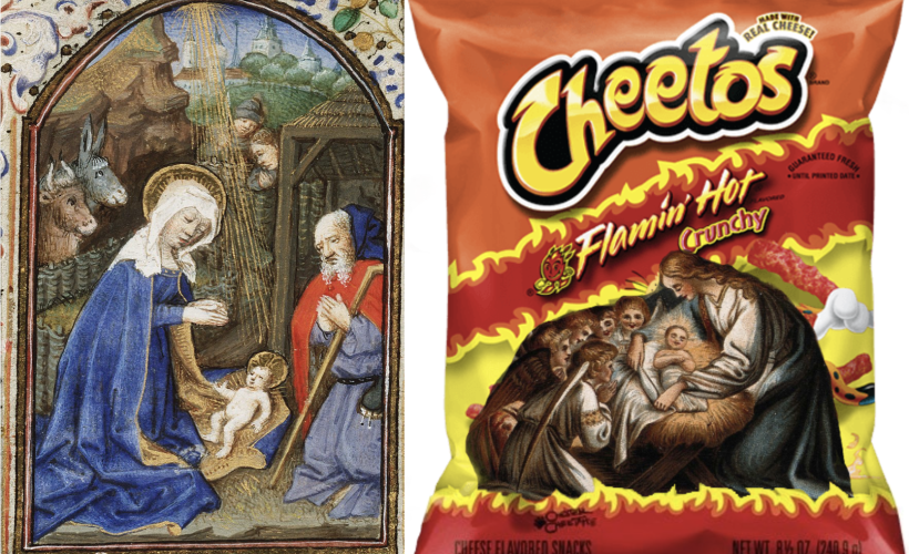 Reductress's tweet photo. Holy Infant So Tender and Mild Not as Popular as Cheetos® Flamin’ Hot Holy Infant: https://t.co/QKmFXEJcyR https://t.co/1cRm1VNIIS