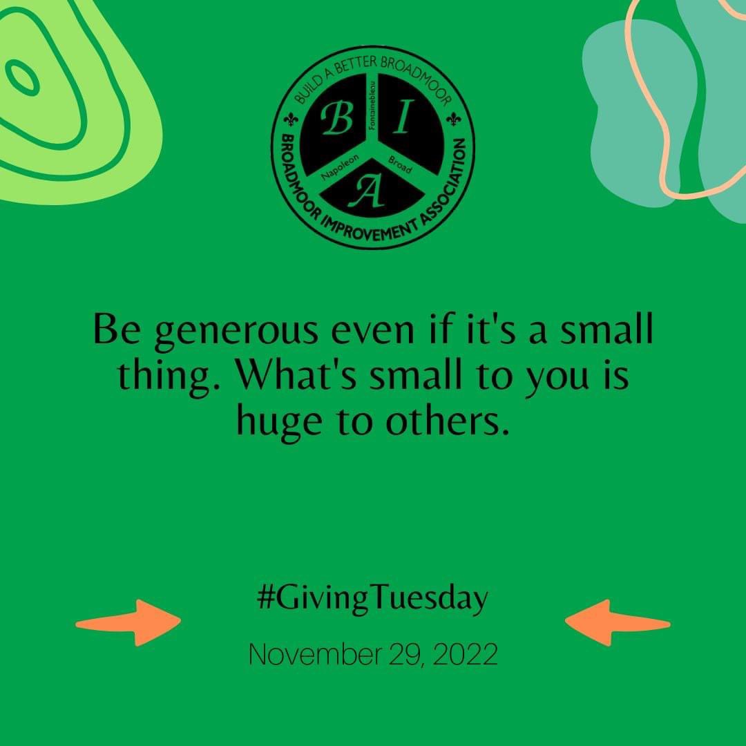 This #GivingTuesday support the Broadmoor Improvement Association with a donation, and help us continue to serve the community through our wellness programming, counseling services, food pantry, and so much more!

Donate on our website: broadmoorimprovement.com/donate