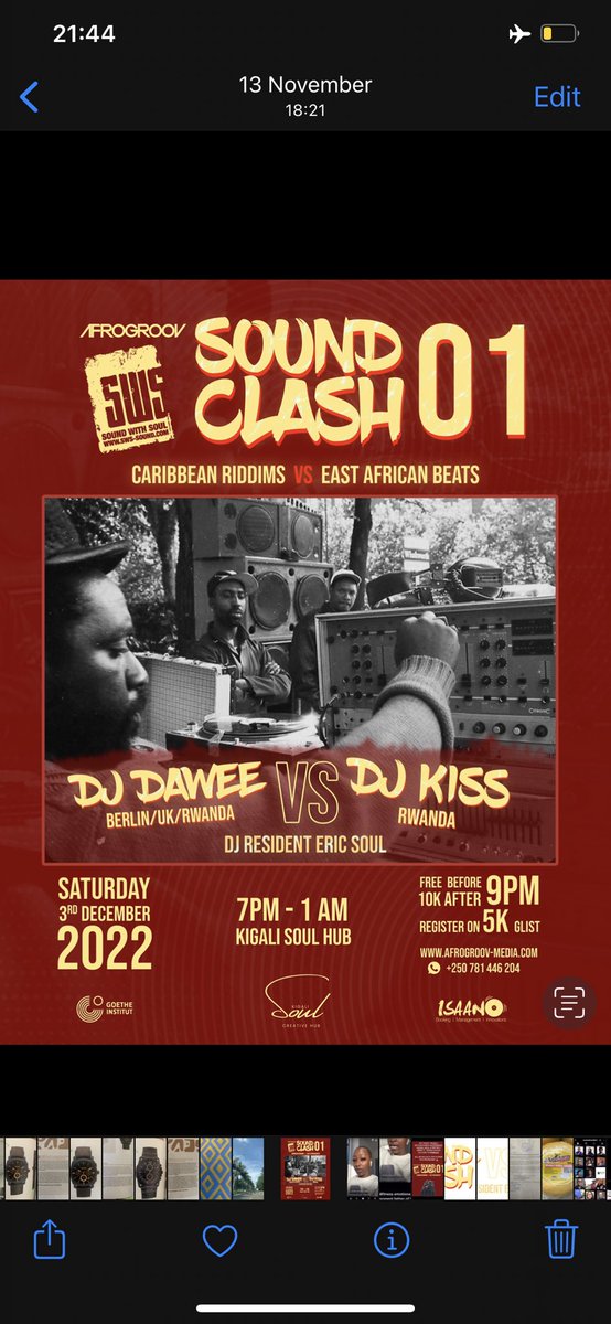 afrobysoul's tweet photo. Thread 1/3 Did you know?
Soundclash culture started in Jamaica in the late 50' - crews and posse were competing for supremacy through hot records, self made speakers, music selection, singing, toasting and lyrical skills - #SoundclashKGL https://t.co/5O82wlsfS7 https://t.co/GVvff0SixL