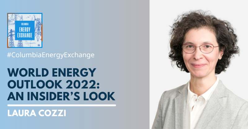 ColumbiaUEnergy's tweet photo. 🎧 Out Now | On today's episode of #ColumbiaEnergyExchange, host @JasonBordoff talks to @Laura_Cozzi_, chief energy modeler at the @IEA &amp; head of division of the World Energy Outlook.

Together, they discuss this year's analysis – and the various scenarios outlined in the report.