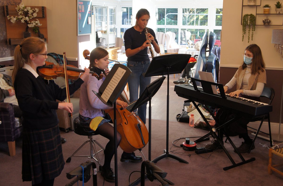NorHighPA's tweet photo. Our Baroque Trio visited Chiswick House @blackswancare to play for residents. A valuable performance opportunity, students also spent time speaking with residents, some of whom attended the school. Residents have also visited @NorHighPA as we prepare for our carol service. https://t.co/aMxUiN8wW6