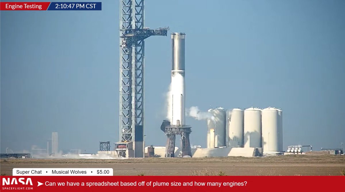ifcampoy's tweet photo. El B7 sigue en pie en la plataforma orbital (buena señal). Los técnicos deberán estudiar a fondo los datos de la telemetría e inspeccionar el vehículo (y la plataforma) meticulosamente. ¡Lo siguiente, en teoría, será el encendido estático de los 33 motores! 😱🔥🔥🔥🔥🔥 https://t.co/95w3zc5kgT