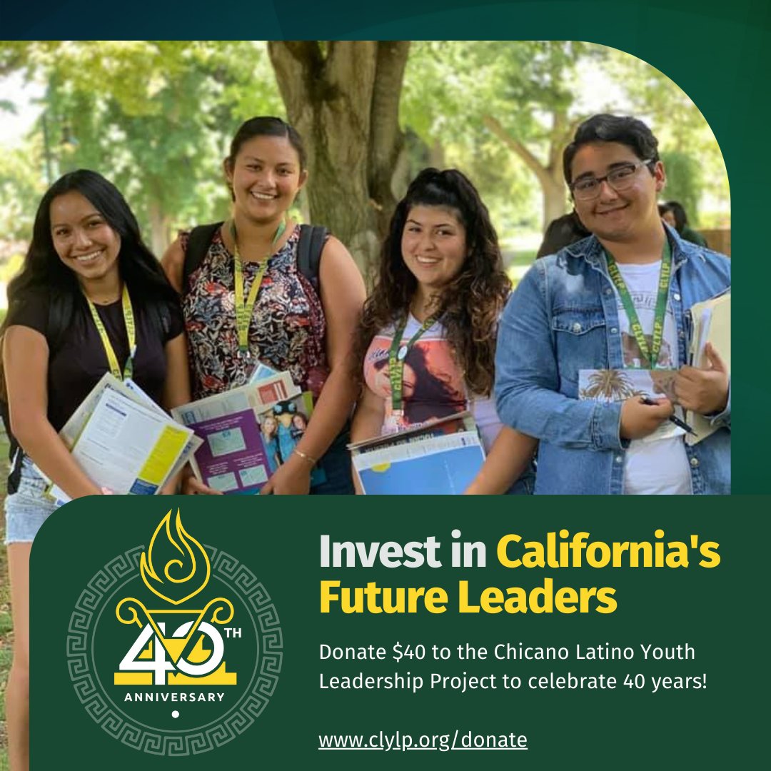CLYLP's tweet photo. Today is #GivingTuesday! Please consider a one-time or recurring $40 investment to CLYLP to celebrate our 40th year of preparing California's Future Leaders!
https://t.co/ZBE9mC3Xcj
#CLYLP #CLYLP40 https://t.co/0lVS65I8aV
