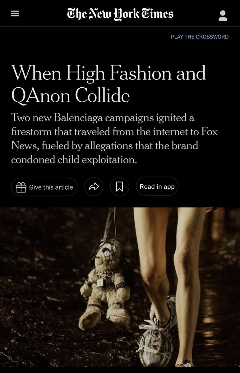 NatlyDenise_'s tweet image. Did 𝗡𝗬 𝗧𝗜𝗠𝗘𝗦 really just call everyone concerned with #Balenciaga’s choices and people 𝗤𝗔𝗡𝗢𝗡?