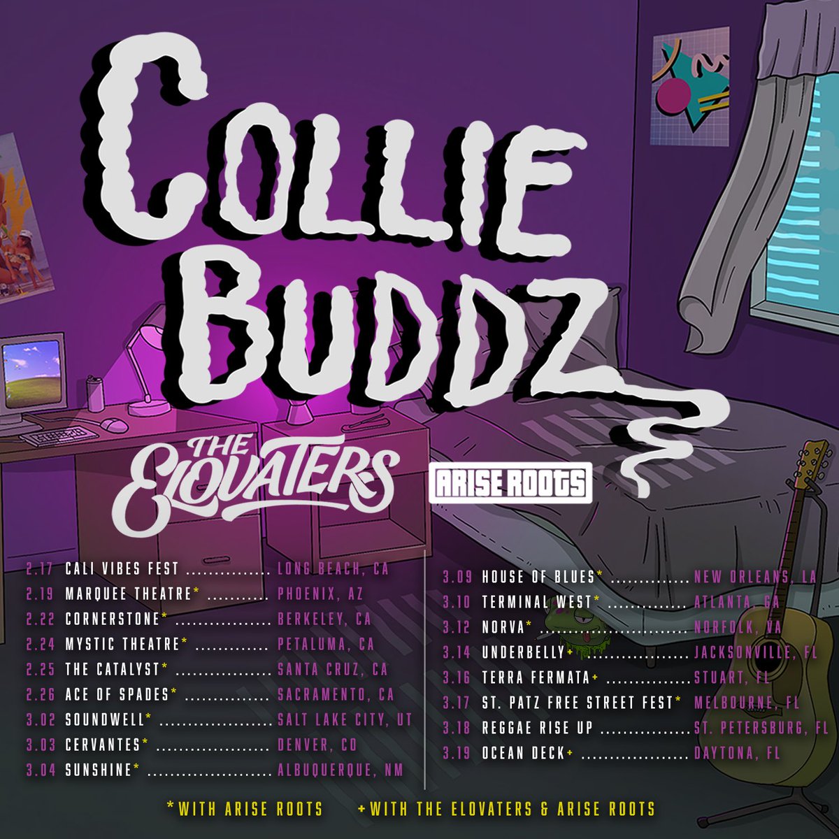 CollieBuddz's tweet photo. Excited to announce 2023 tour dates w/ @TheElovaters &amp; @ARISEROOTS

Tickets officially go on sale Friday but head to https://t.co/YebwVo4rbv for exclusive FanClub tix now available! https://t.co/Fx7Ll9LS4f