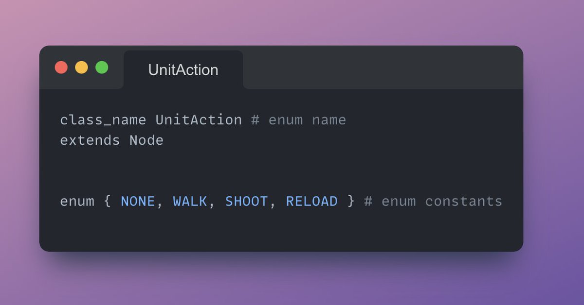Disablak's tweet photo. Tip#2. Continuation of the topic about enum. Global enum:

#GodotEngine https://t.co/jd4rkF5VzT