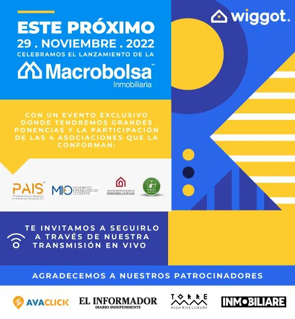 🤓Hoy no te puedes perder el lanzamiento de la #MacrobolsaInmobiliaria con participantes importantes del sector. ⏰Te esperamos a las 5:00 pm a través de YouTube. Usa este enlace para acceder.👇 
youtu.be/wrHJYeufo-E