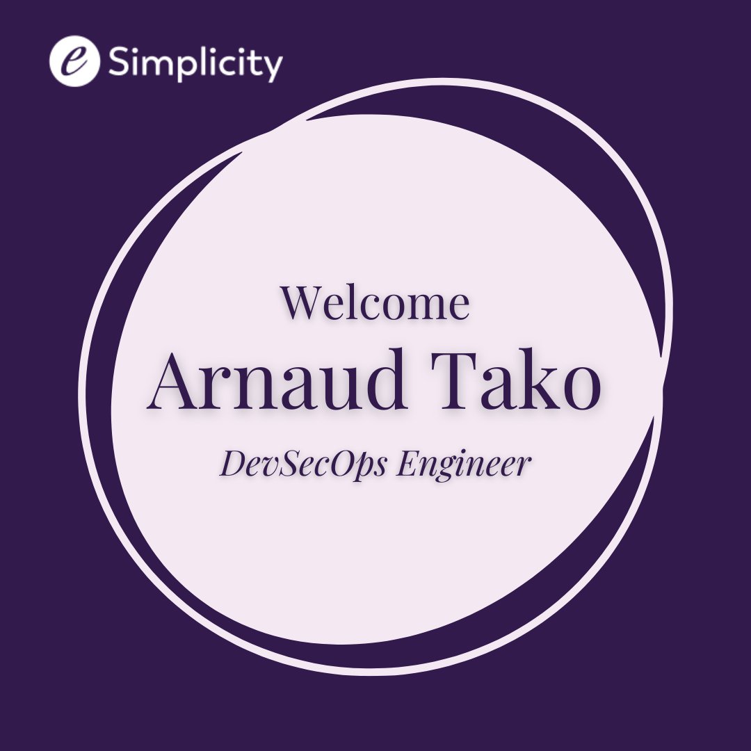 Welcome Arnaud Tako, our new DevSecOps Engineer. 

#Welcome #WelcomeToTheTeam #NewHire #DevSecOps #Engineer #eSimplicity #DigitalServices #HealthcareIT #Telecommunications