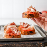 One of our all time fave holiday appetizers is a delicious crostini. This recipe for a tomato &amp; prosciutto crostini on our new Cranberry &amp; Sea Salt French Baguette has quickly become our go-to. 

Get the recipe from the link below.
https://t.co/AMoA0DY2ZR 