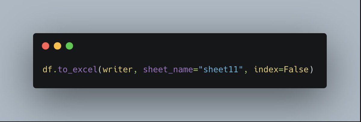 codebytes8's tweet image. How to avoid pandas indexing rows in a saved excel file

#Python #pythoncode