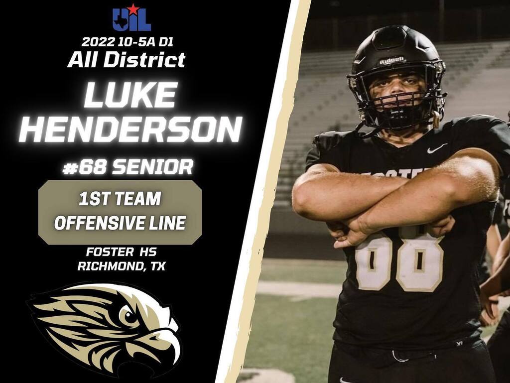 🚨10-5A ALL-DISTRICT🚨
 Congrats to Luke Henderson on earning a 1st All-District OL award. #ProtectTheNest instagr.am/p/CljseGgu4Es/